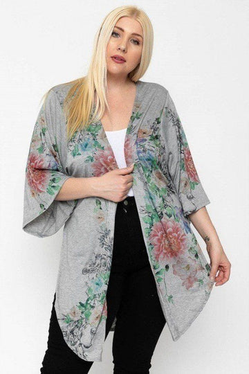 Curvy Collection Long Floral Cardigan