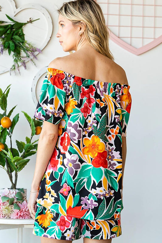 Cotton Bleu by Nu Label Floral Off-Shoulder Tunic