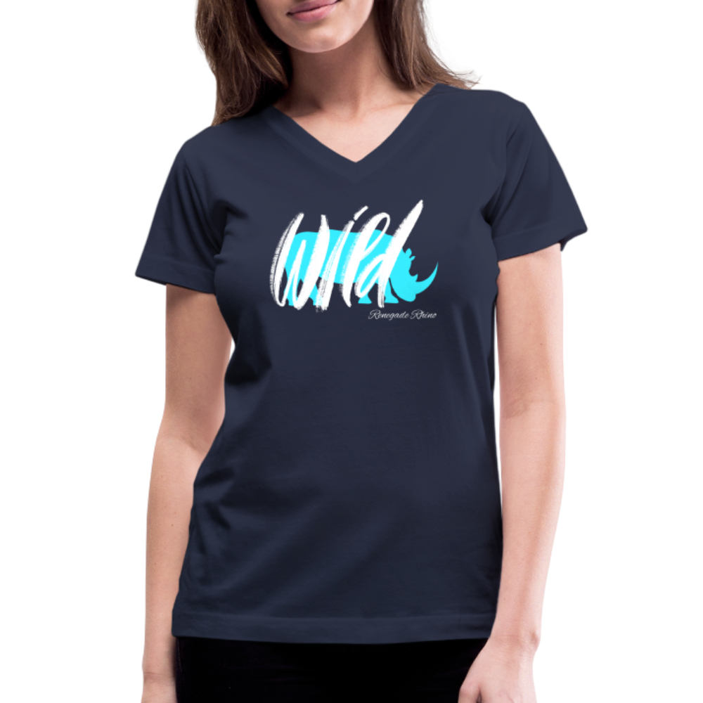 Wild Women's V-Neck Tee - navy