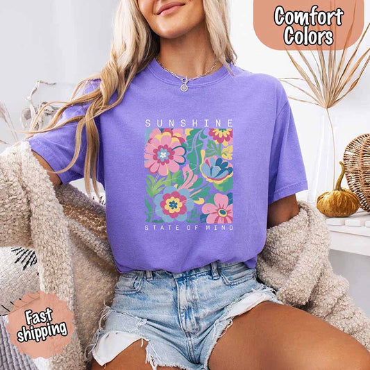 Sunshine State of Mind Comfort Colors T-Shirt – Cute Oversized Beach Tee or Swimsuit Cover Up Gift